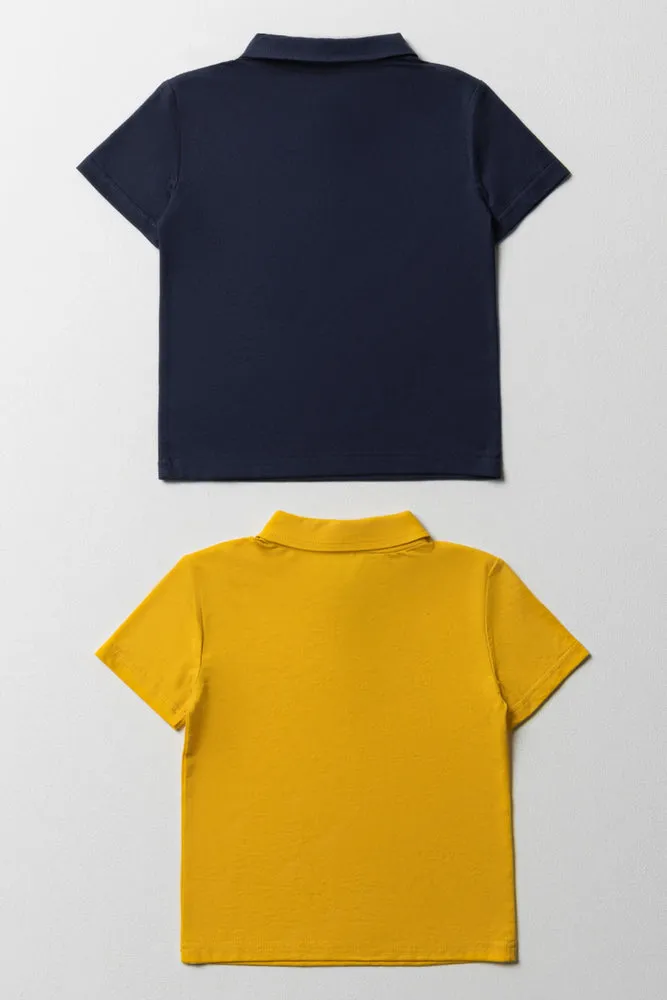 2 Pack Short Sleeve Golfers Yellow & Navy