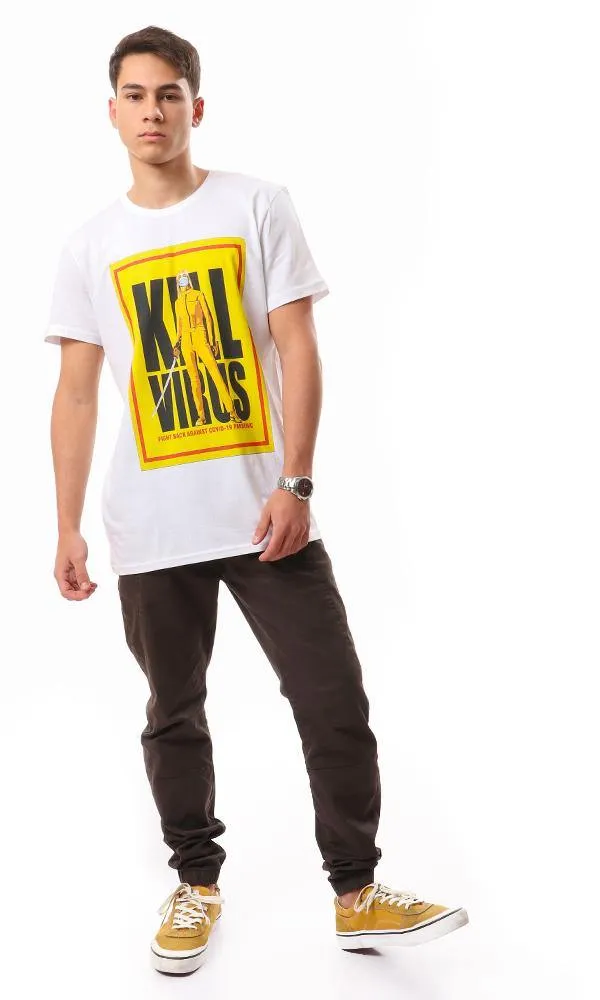 94239 Short Sleeves Cotton Round T-Shirt - White