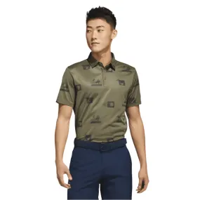 Adidas Allover-Print Golf Polo Shirt - Green