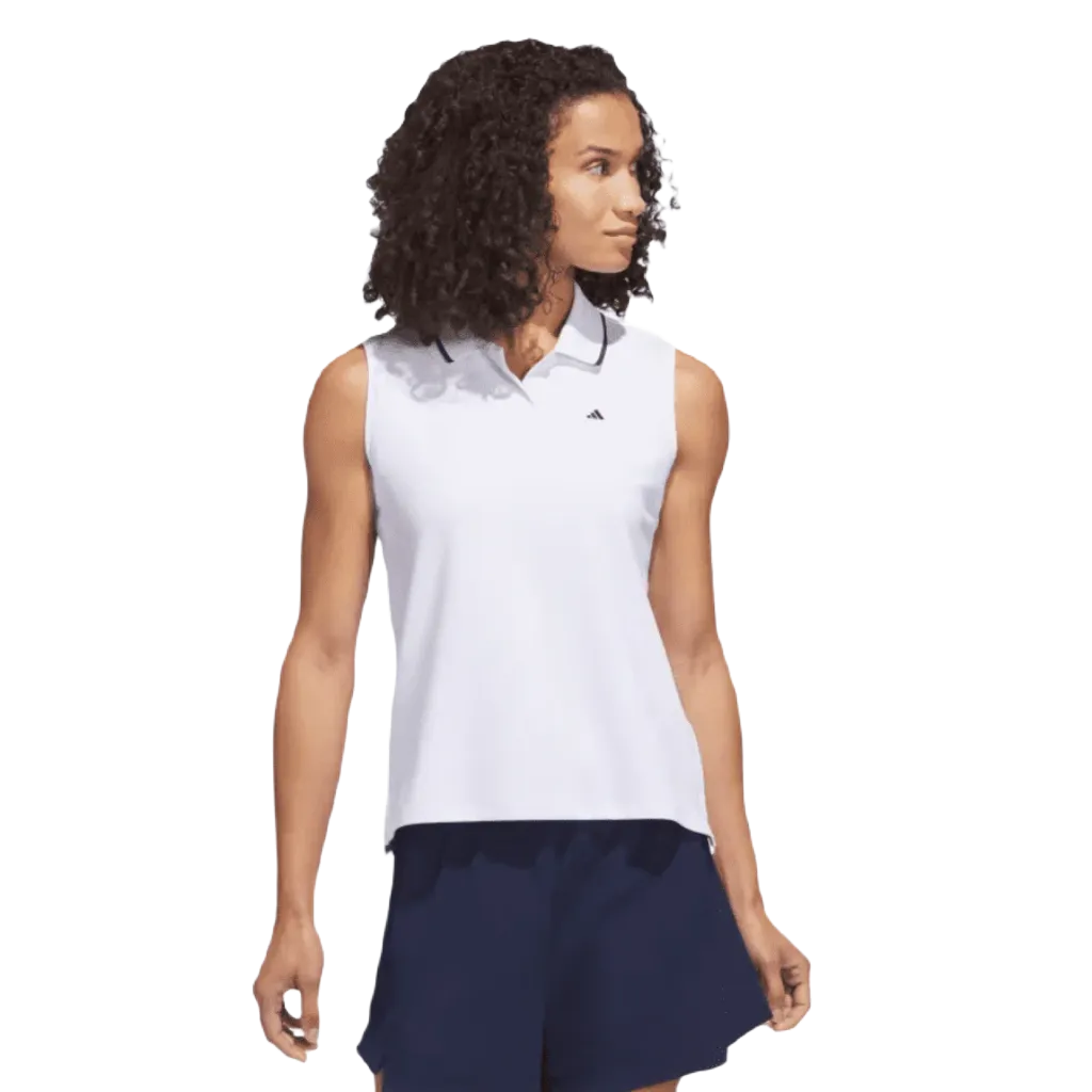 Adidas Ladies Go-To Piqué Sleeveless Golf Polo Shirt - White
