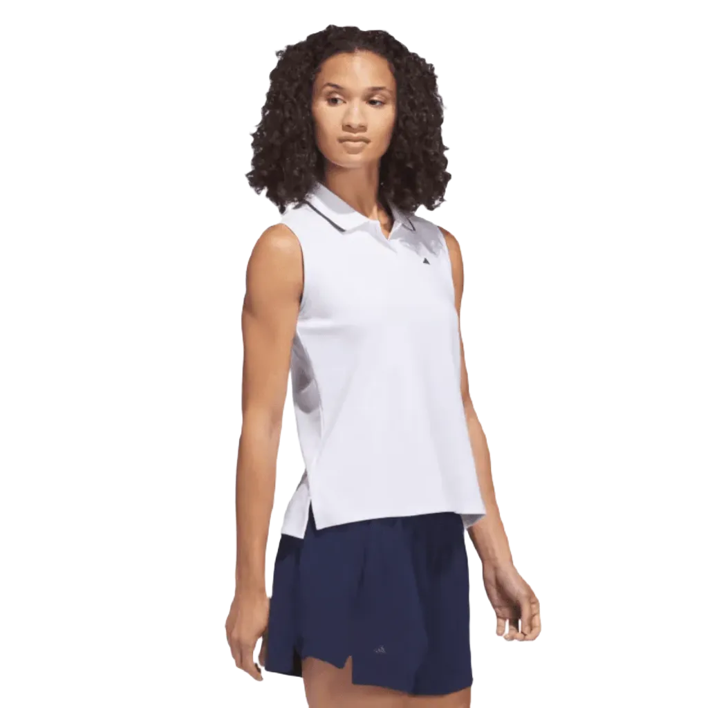 Adidas Ladies Go-To Piqué Sleeveless Golf Polo Shirt - White