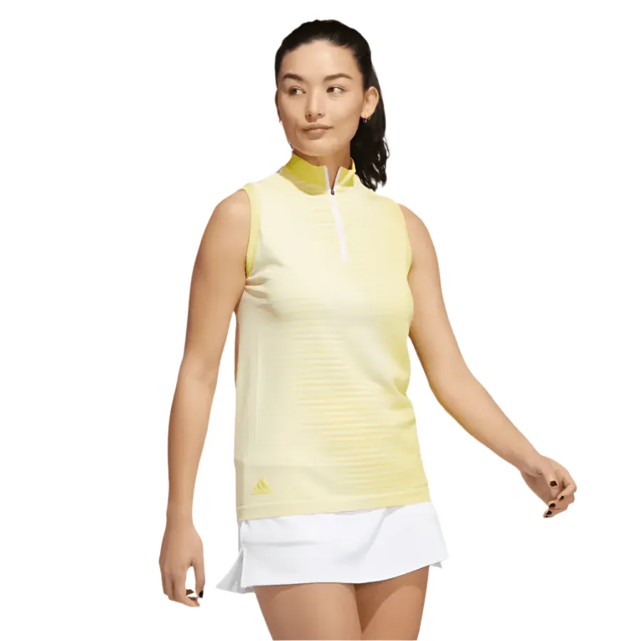 Adidas Ladies Primeknit Sleeveless Golf Polo Shirt - Yellow
