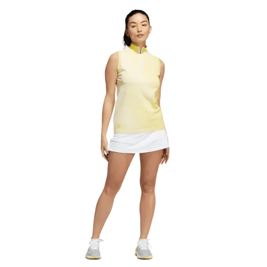 Adidas Ladies Primeknit Sleeveless Golf Polo Shirt - Yellow