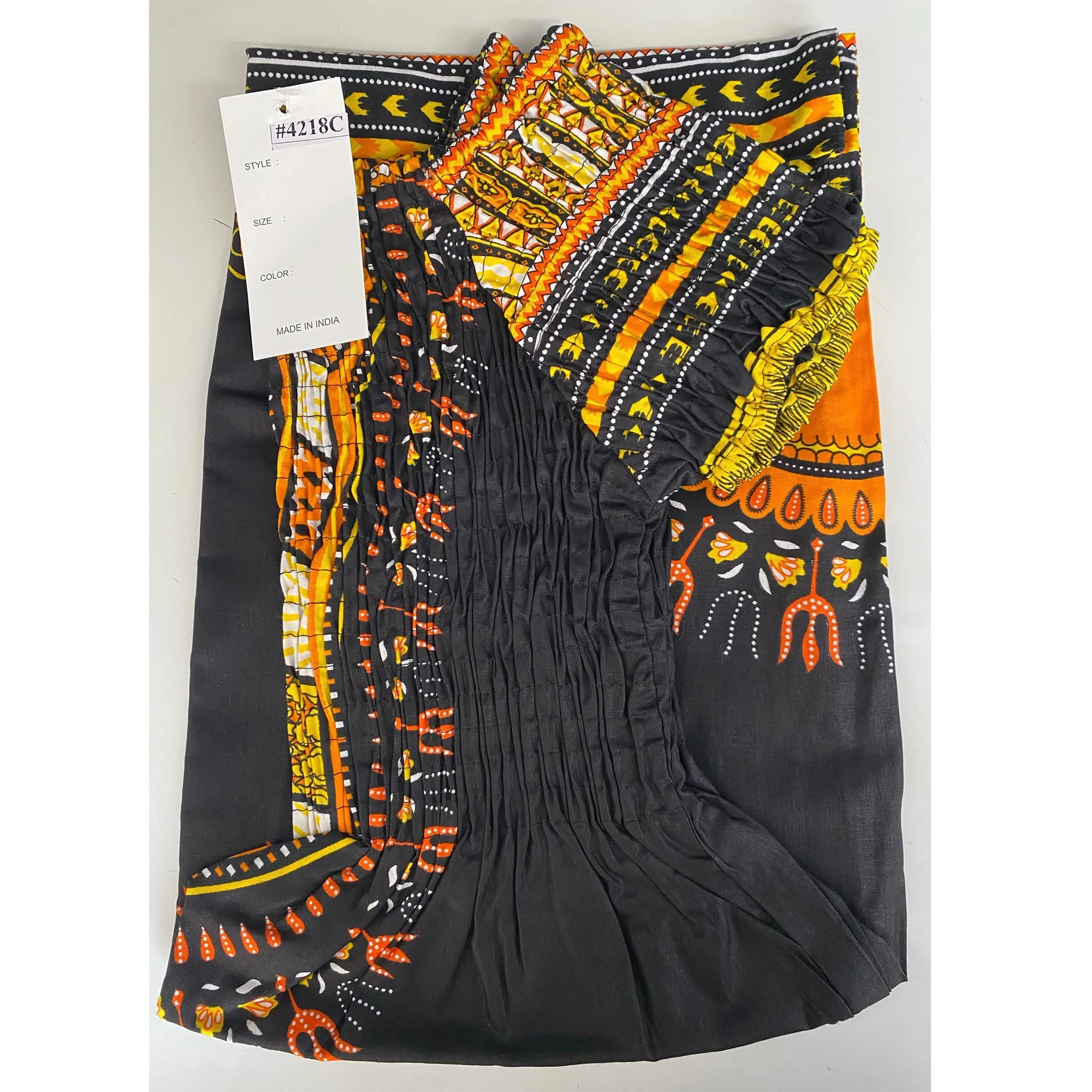 African Girl's Dashiki Smocking Off Shoulder Maxi Dress - #4218C