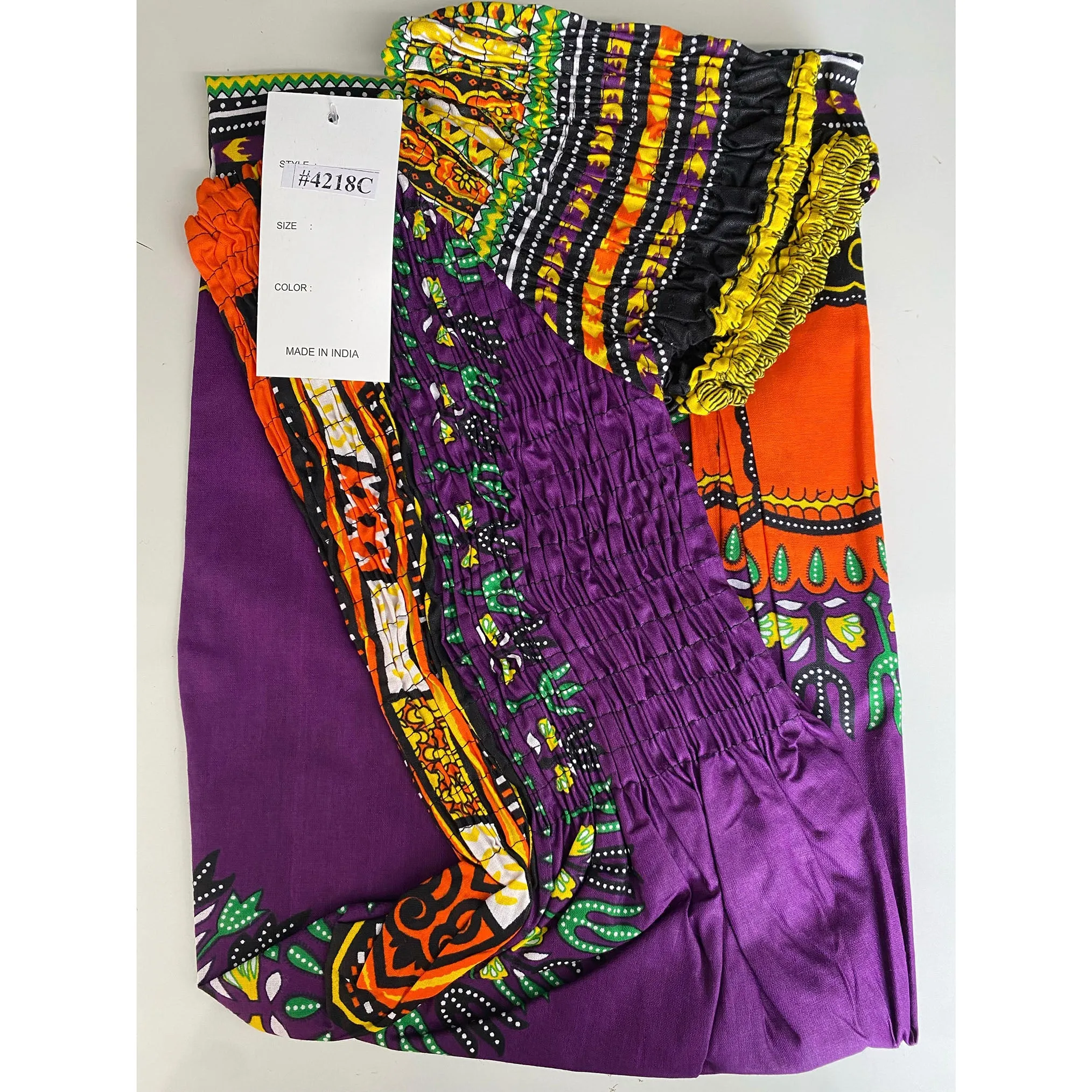 African Girl's Dashiki Smocking Off Shoulder Maxi Dress - #4218C