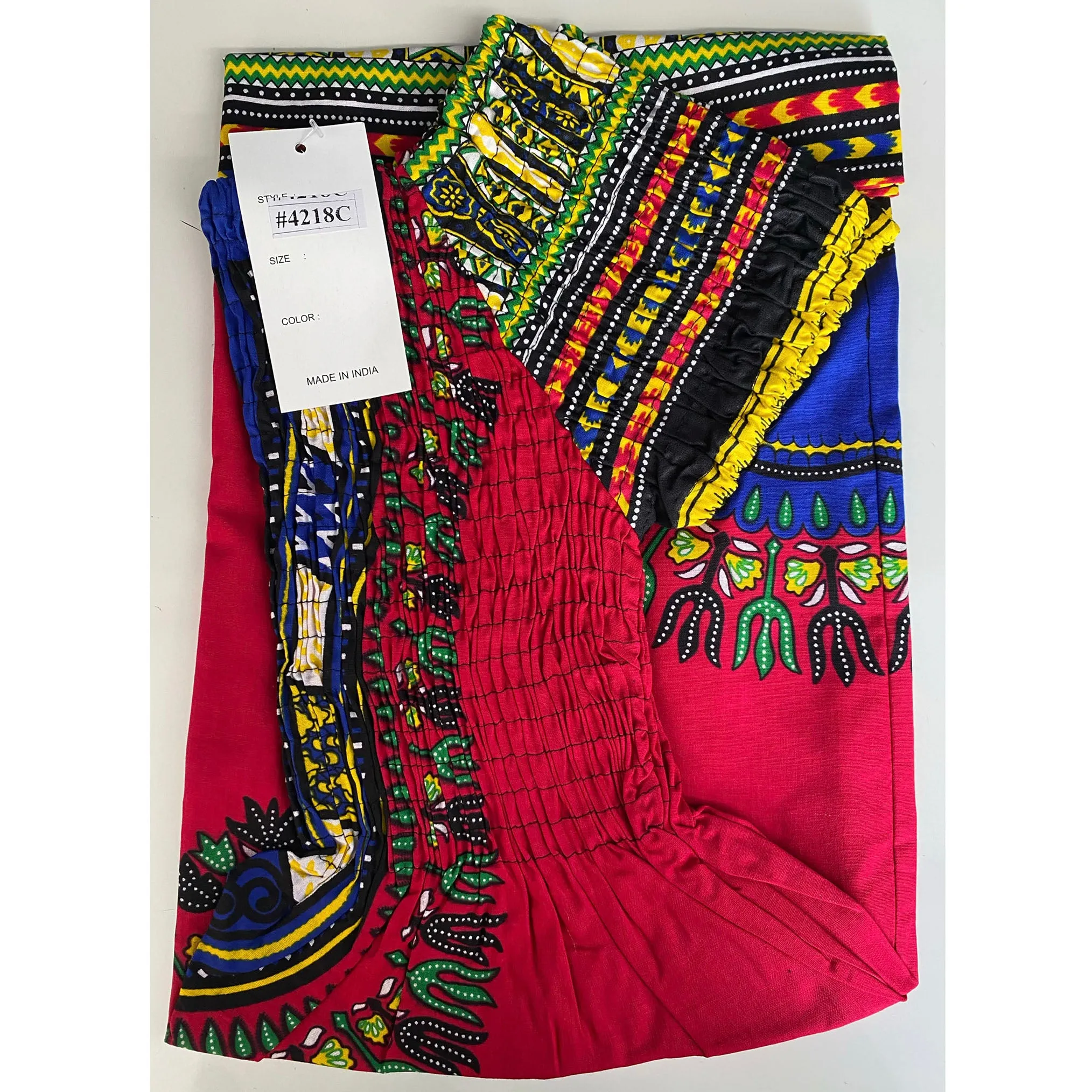 African Girl's Dashiki Smocking Off Shoulder Maxi Dress - #4218C