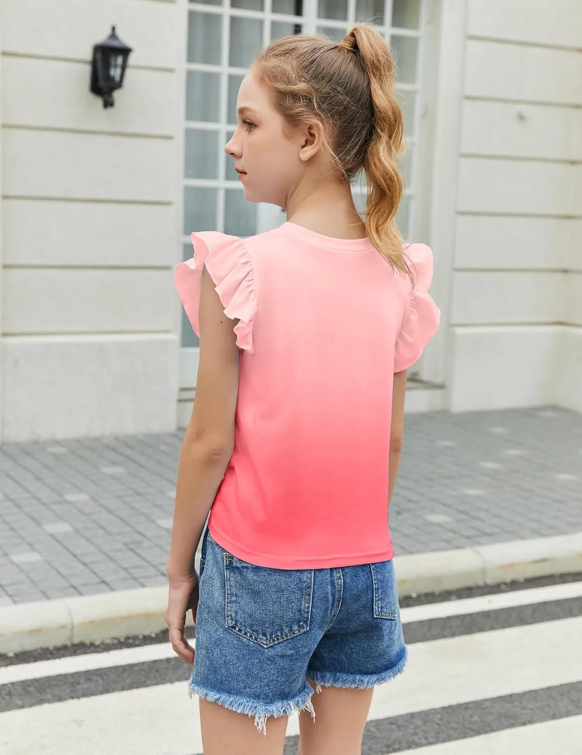 Arshiner Girls Shirt Flying Short Sleeve Twist Front Summer Blouses