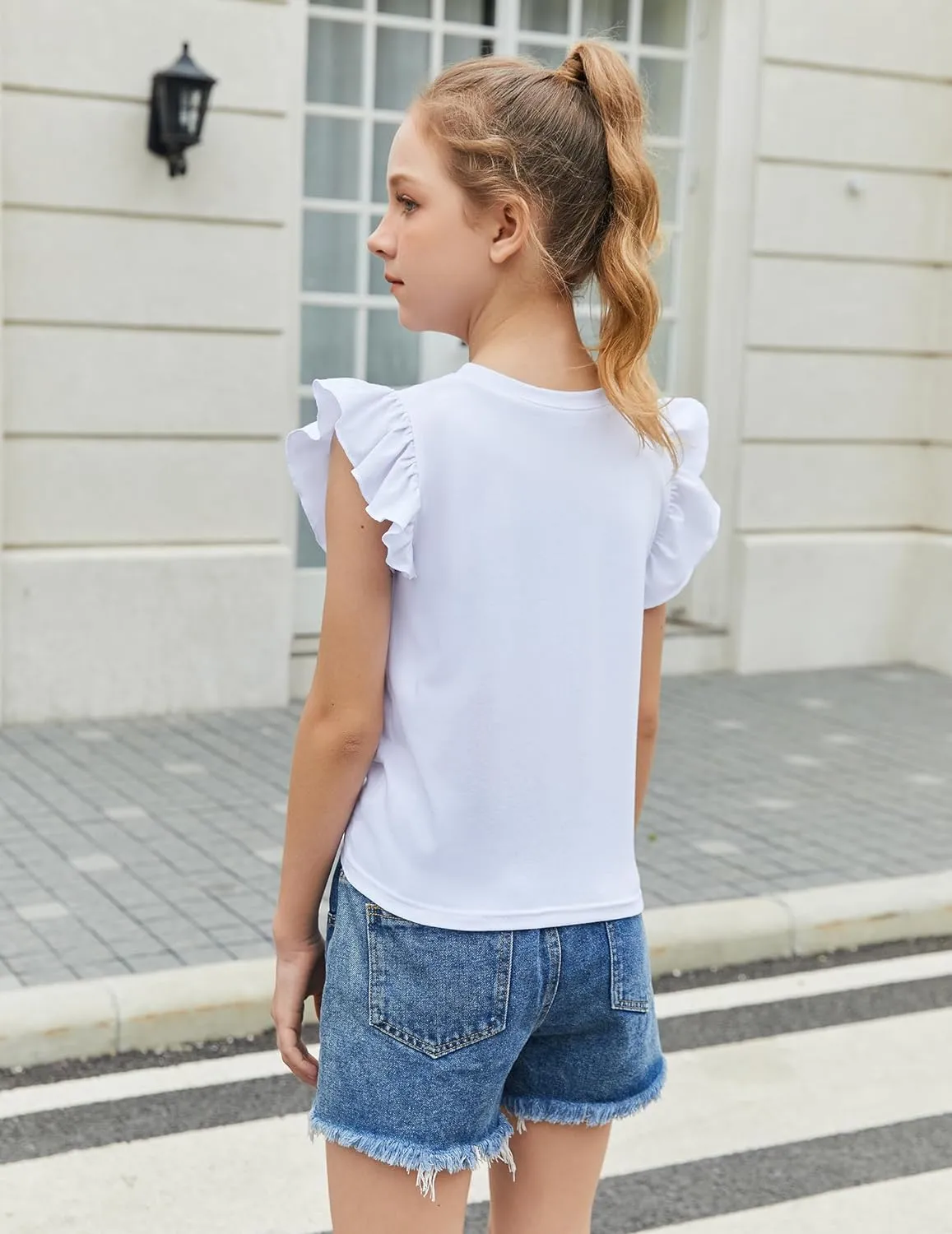Arshiner Girls Shirt Flying Short Sleeve Twist Front Summer Blouses