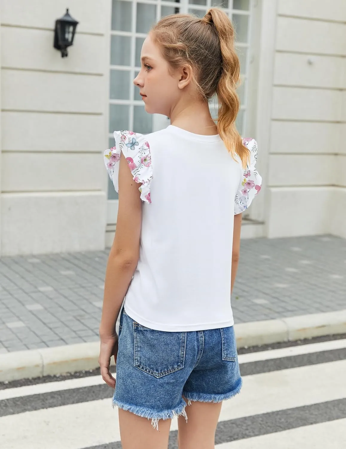 Arshiner Girls Shirt Flying Short Sleeve Twist Front Summer Blouses