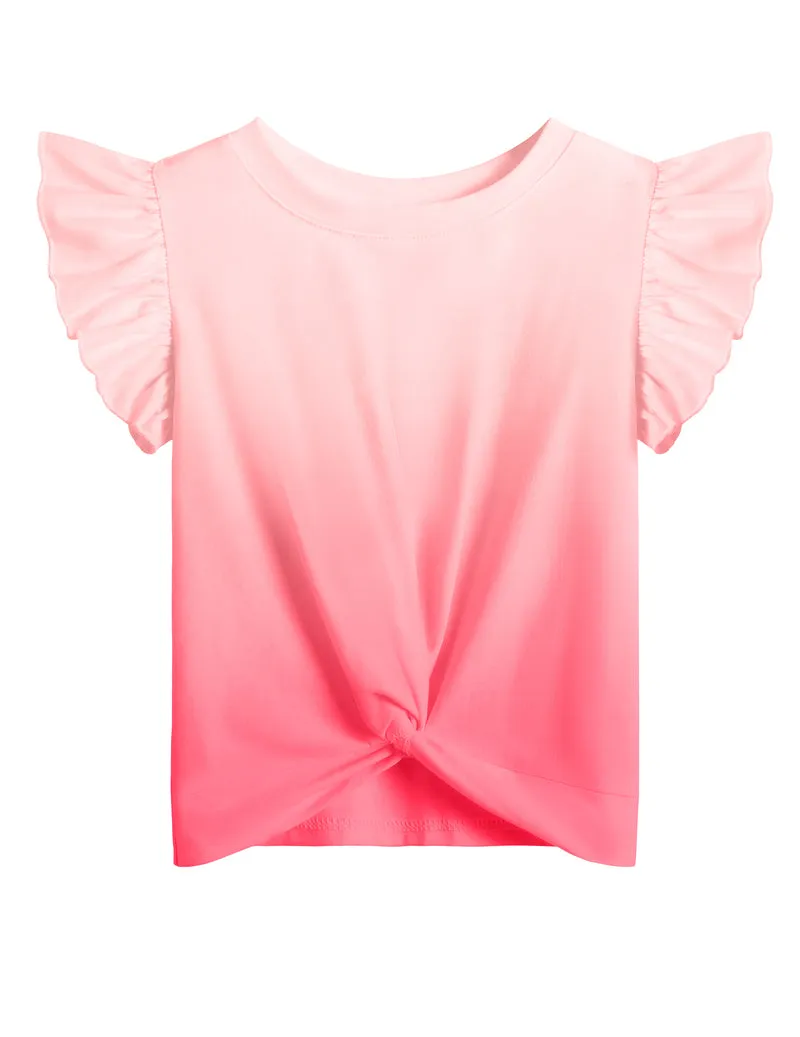 Arshiner Girls Shirt Flying Short Sleeve Twist Front Summer Blouses