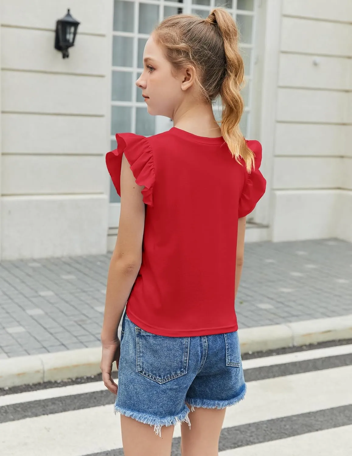 Arshiner Girls Shirt Flying Short Sleeve Twist Front Summer Blouses