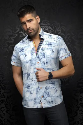 Au Noir Extensible Short Sleeve Shirt | Melilla Light Blue