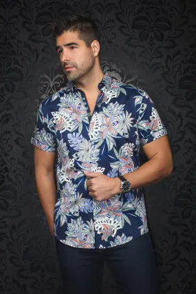 Au Noir Stretch Short Sleeve Shirt | Corrado Navy