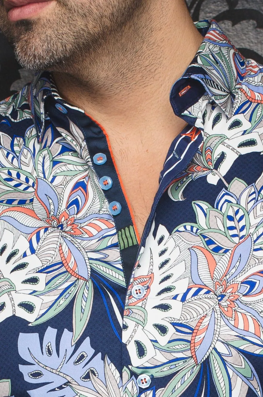 Au Noir Stretch Short Sleeve Shirt | Corrado Navy