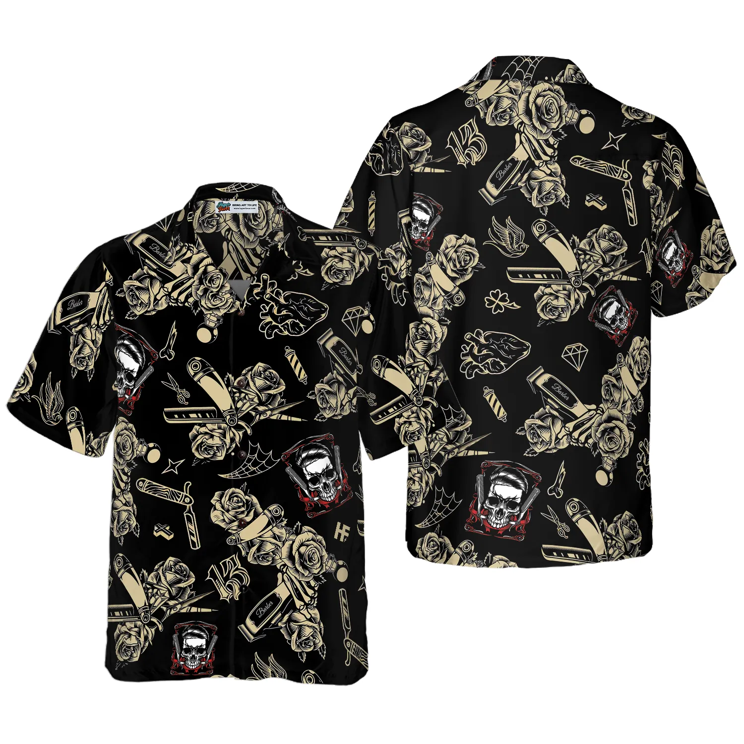 Barber Shop Skull Hawaiian Shirt