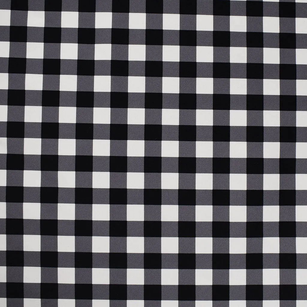 Basketweave Plaid Print Swimwear Knit Black