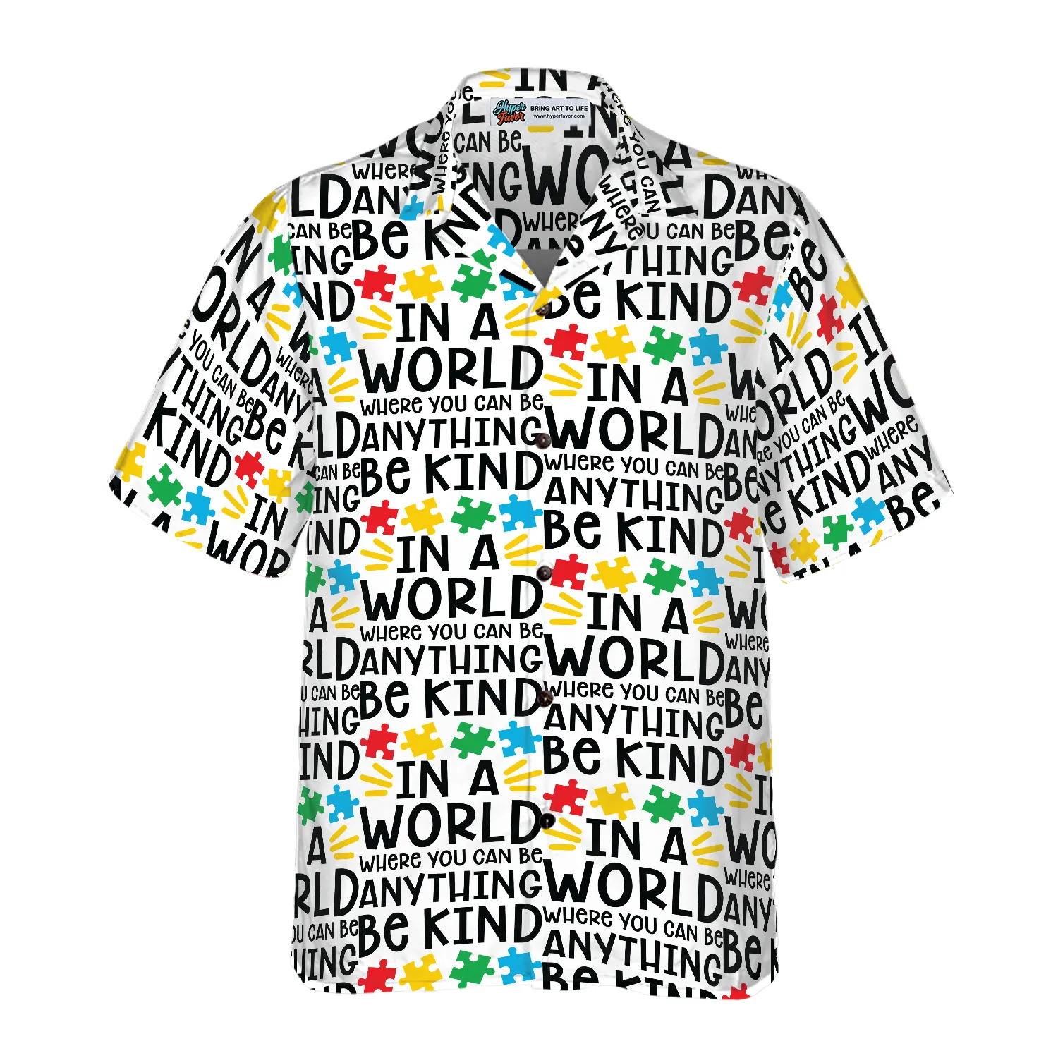 Be Kind Autism Multicolor Puzzle Hawaiian Shirt