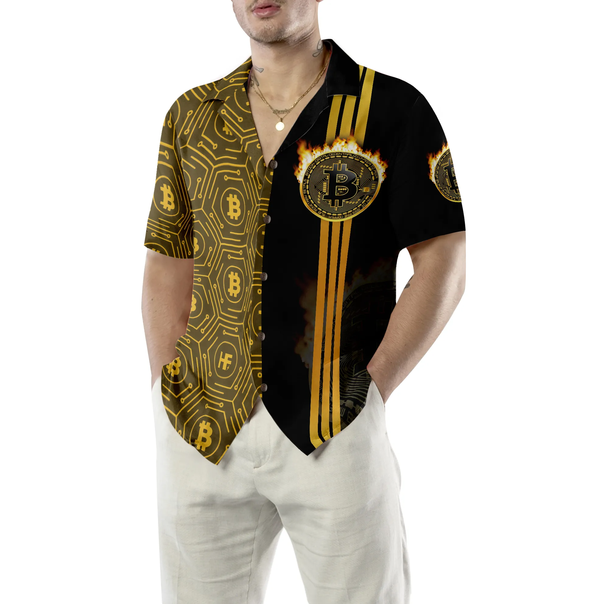 Bitcoin Flame Hawaiian Shirt