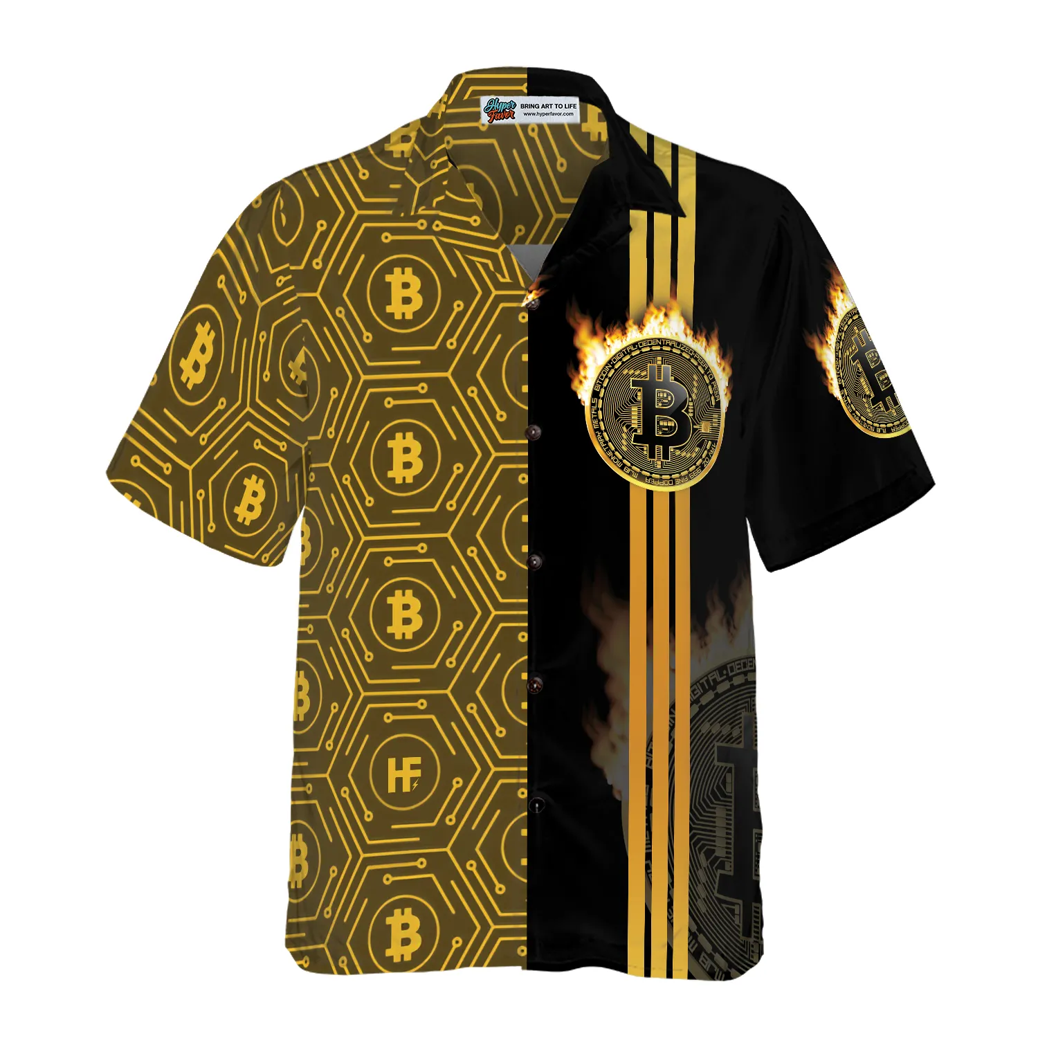 Bitcoin Flame Hawaiian Shirt