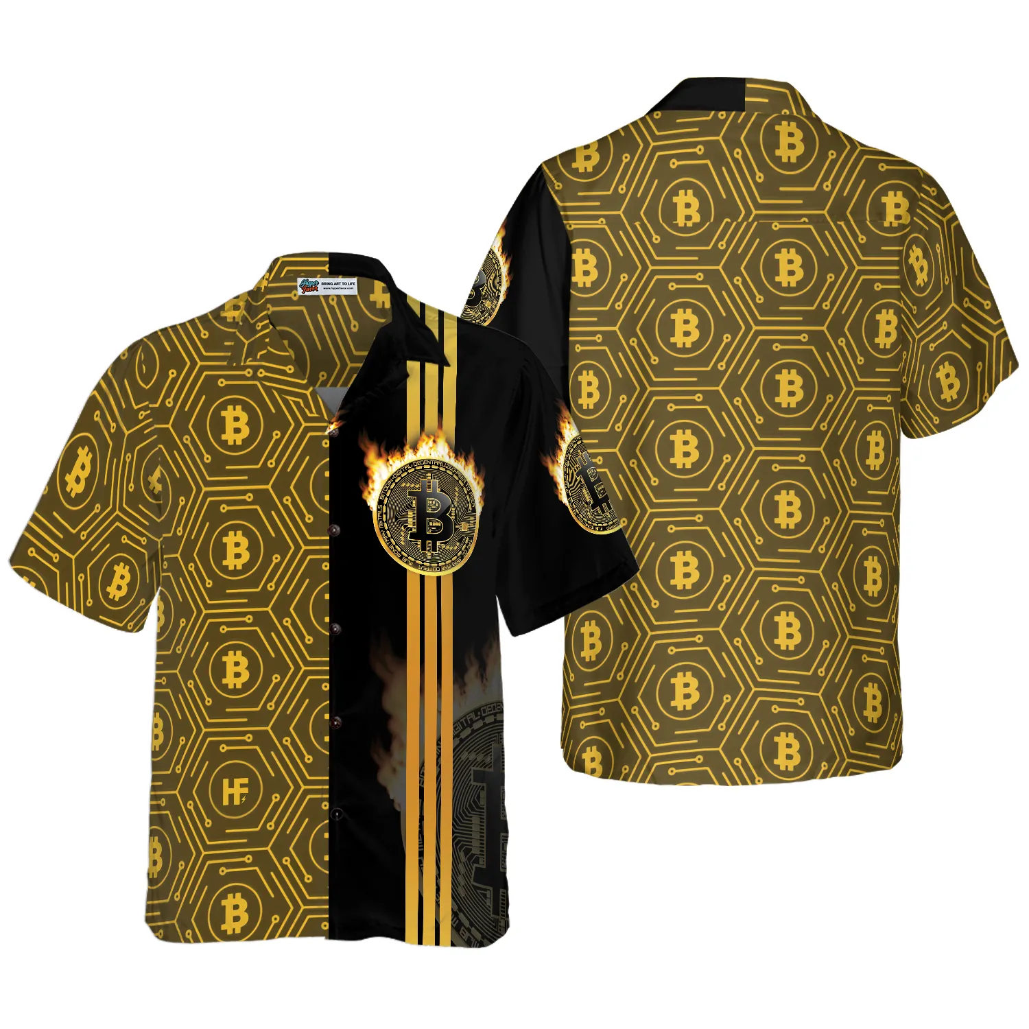 Bitcoin Flame Hawaiian Shirt