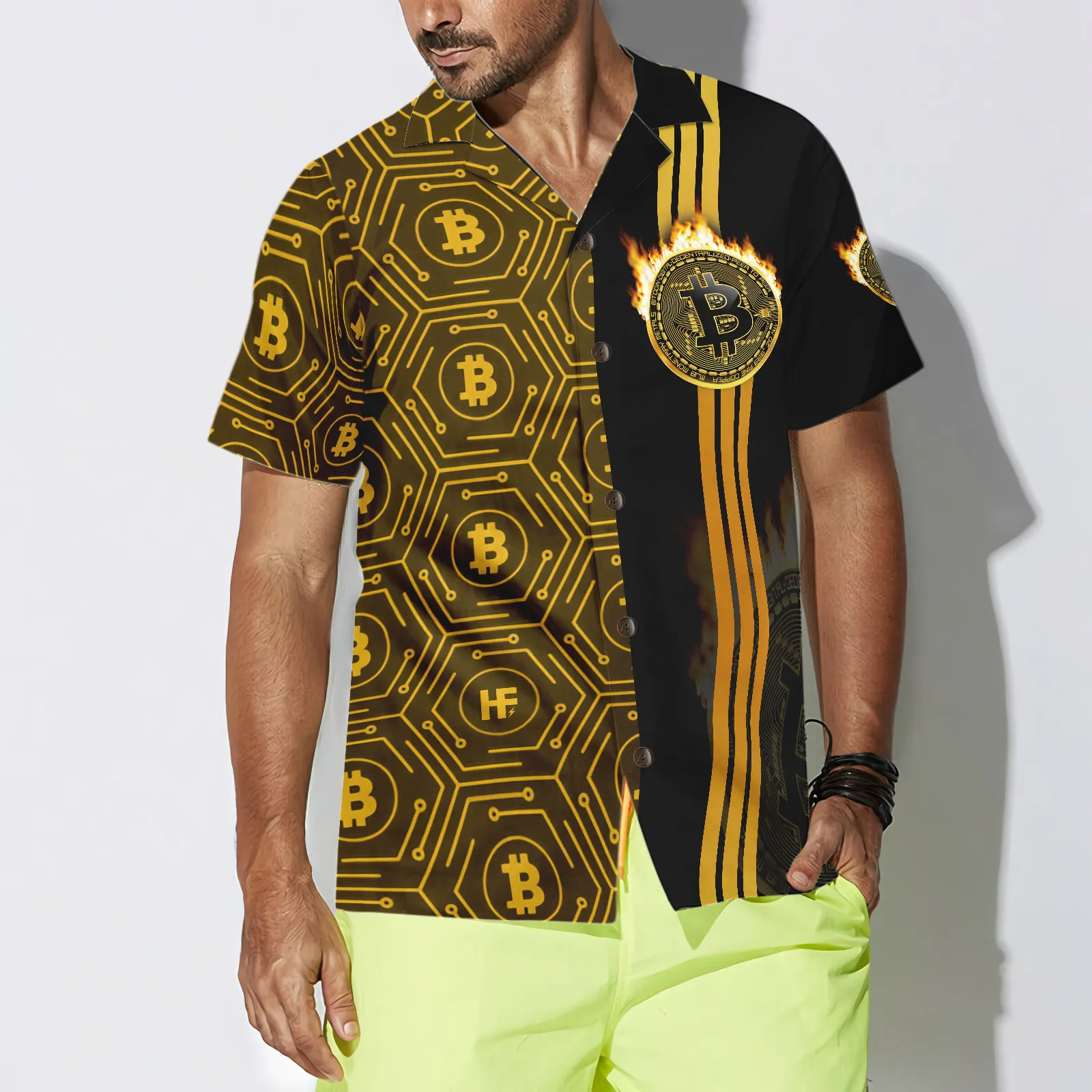 Bitcoin Flame Hawaiian Shirt
