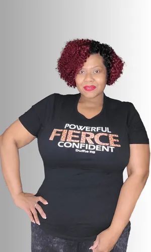 Black Leopard Curved FIERCE Tee by Duffle Bag