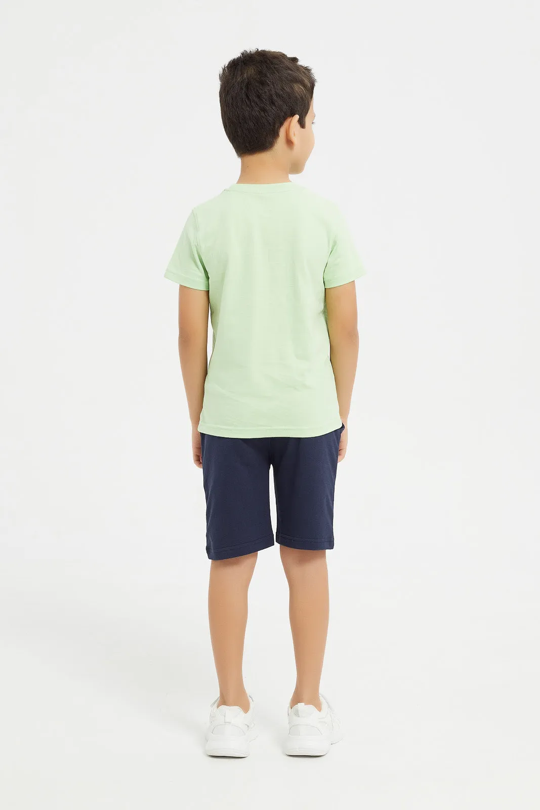 Boys Mint Micky T-Shirt And Shorts Set (2 Piece)