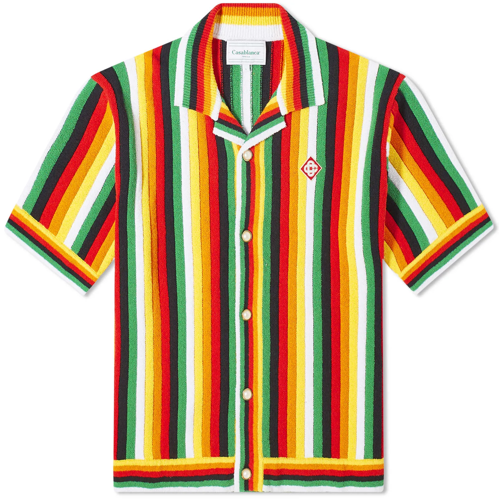 Casablanca Striped Towelling Short Sleeve Shirt, Multi