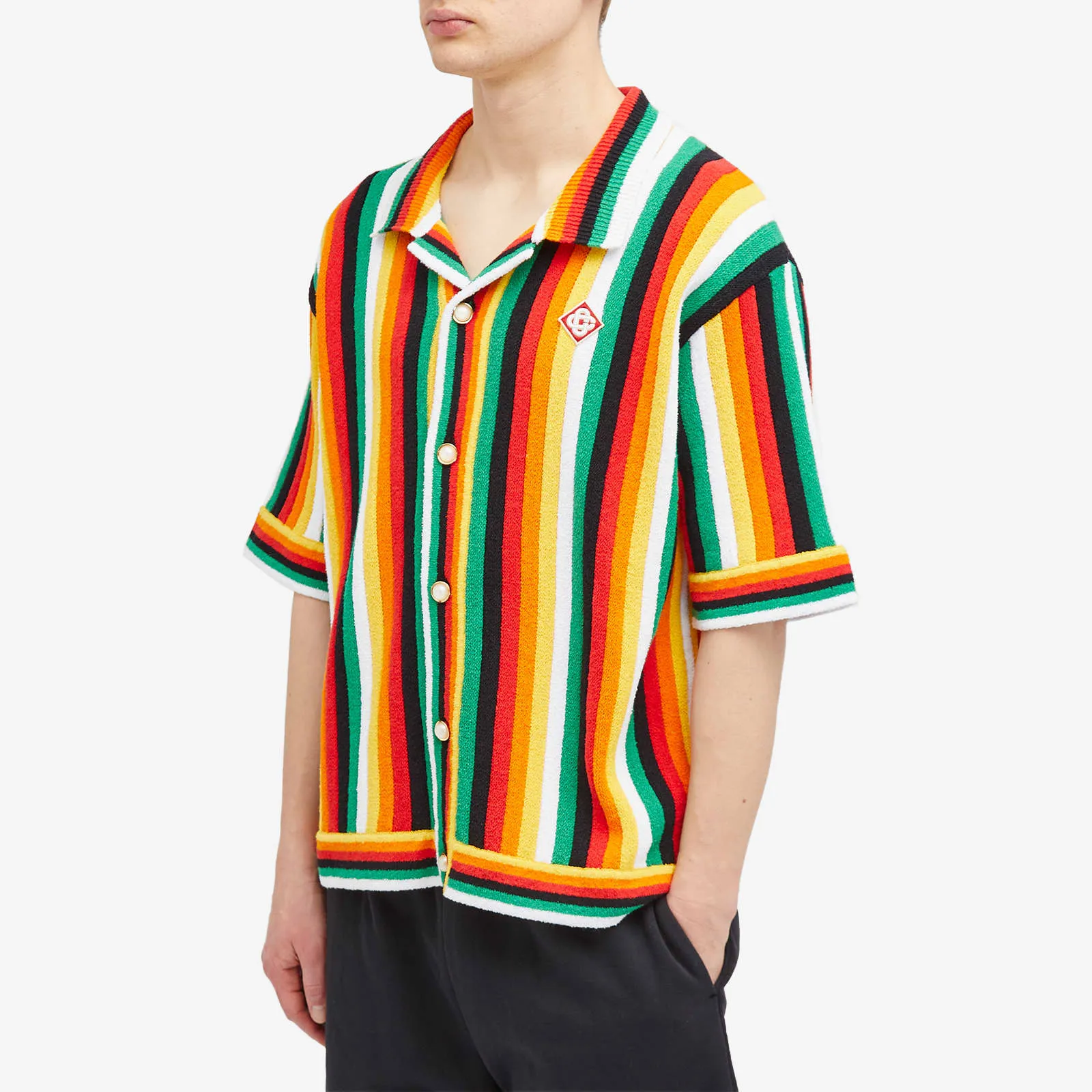 Casablanca Striped Towelling Short Sleeve Shirt, Multi