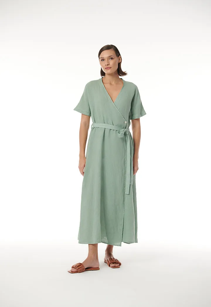 Choice Asymmetrical Front Dress With Shell Button Blue