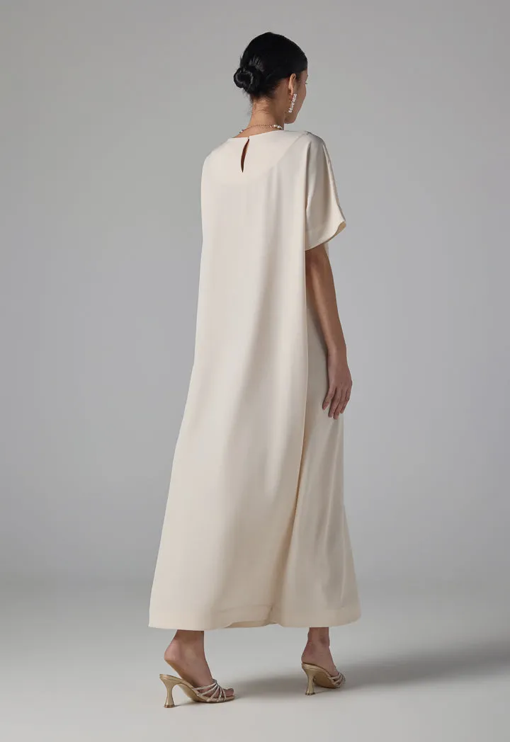 Choice Cap Sleeves Basic Maxi Dress  Sand