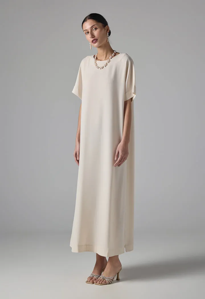 Choice Cap Sleeves Basic Maxi Dress  Sand