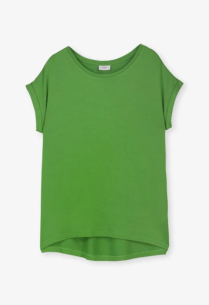 Choice Solid Continuous Short Sleeves T-Shirt Green
