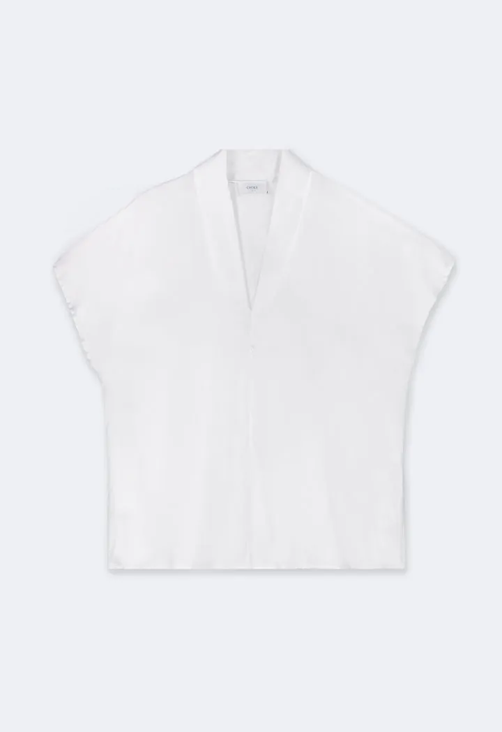 Choice V- Neck Basic Top Off White