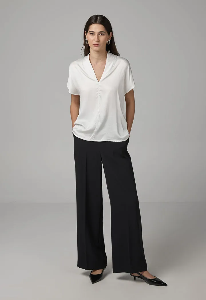 Choice V- Neck Basic Top Off White