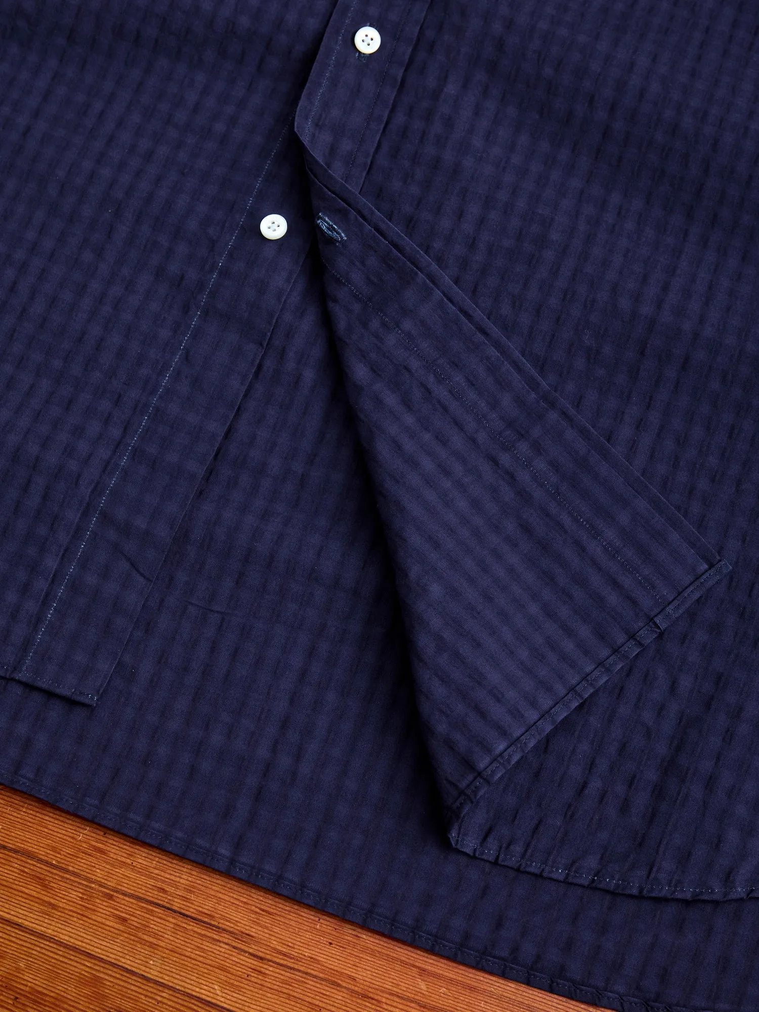 Classic Fit Short Sleeve Button-Down Shirt in Indigo Fade