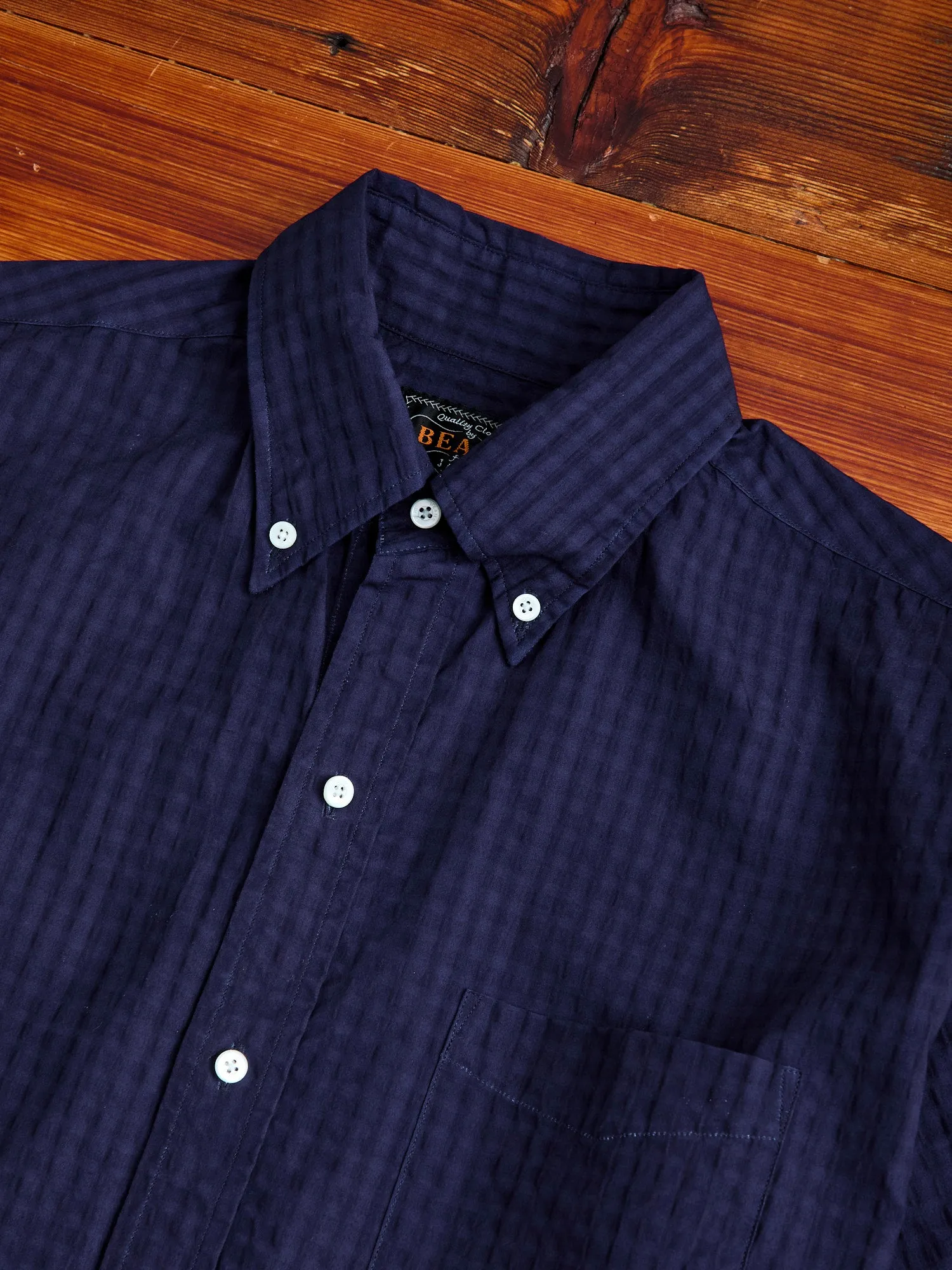 Classic Fit Short Sleeve Button-Down Shirt in Indigo Fade