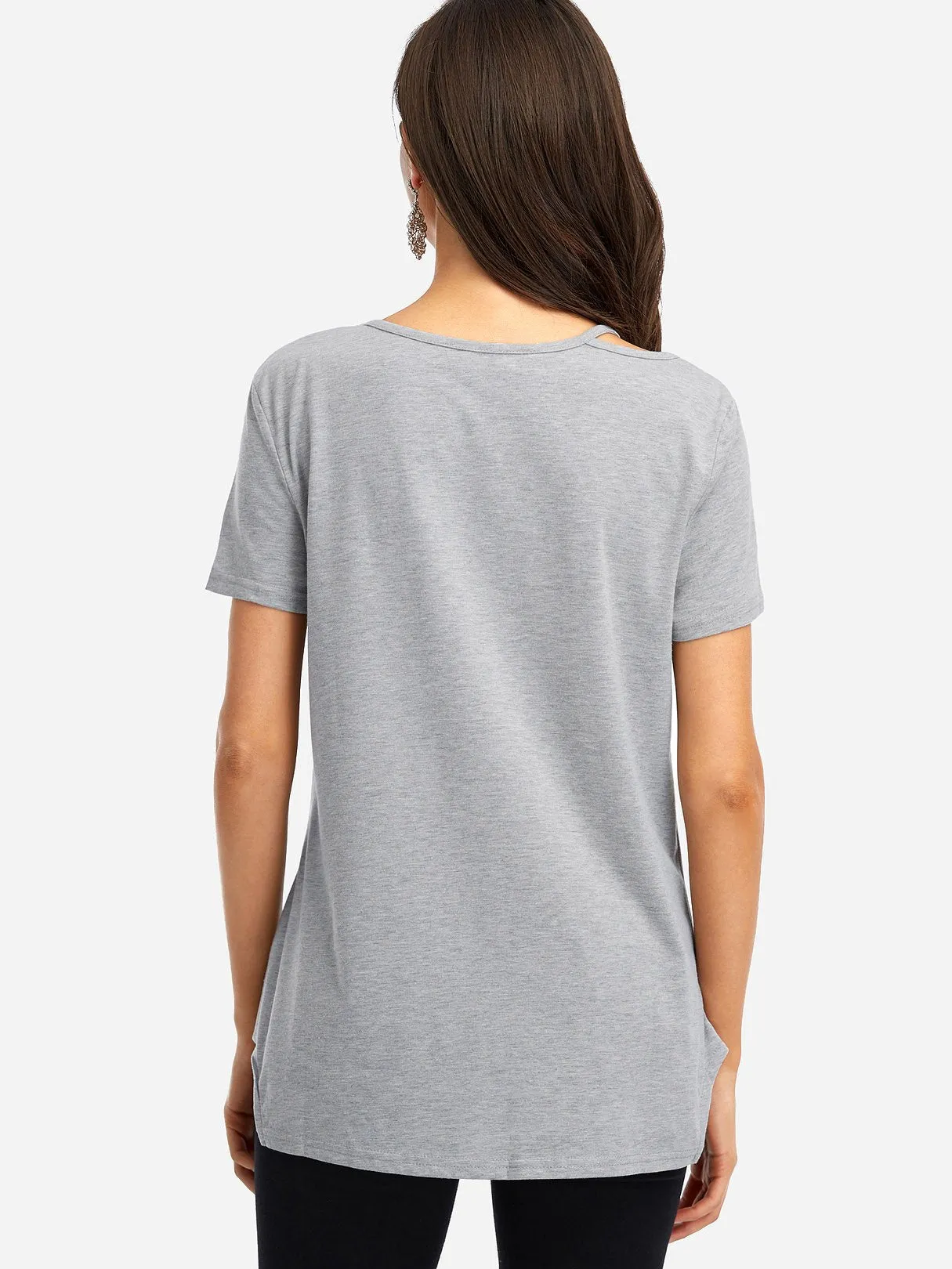 Custom V-Neck Asymmetrical Short Sleeve T-Shirts