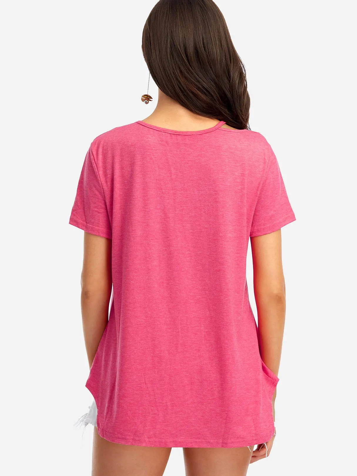 Custom V-Neck Asymmetrical Short Sleeve T-Shirts