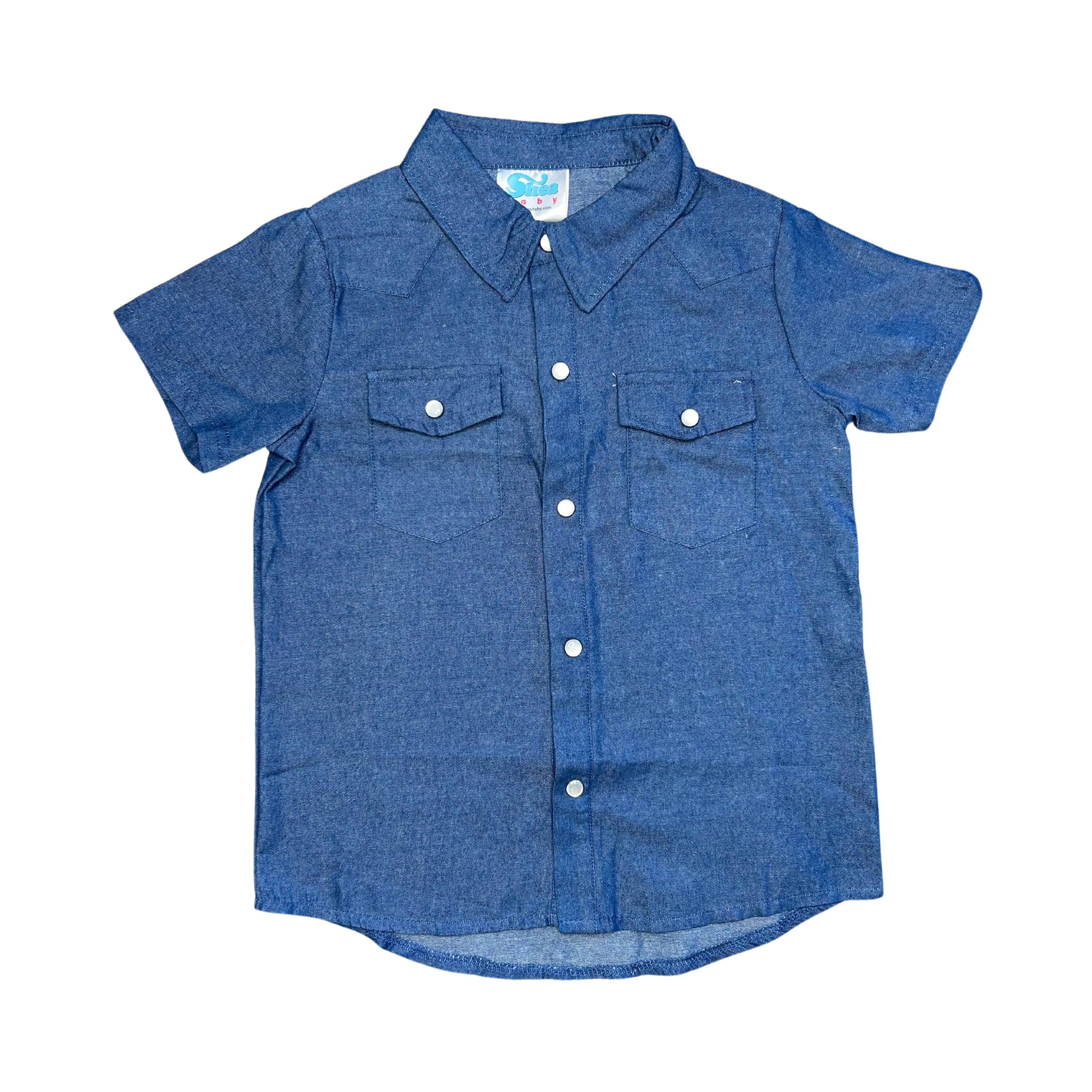 Dark Denim SS Pearl Snap Shirt Kid (6-7)