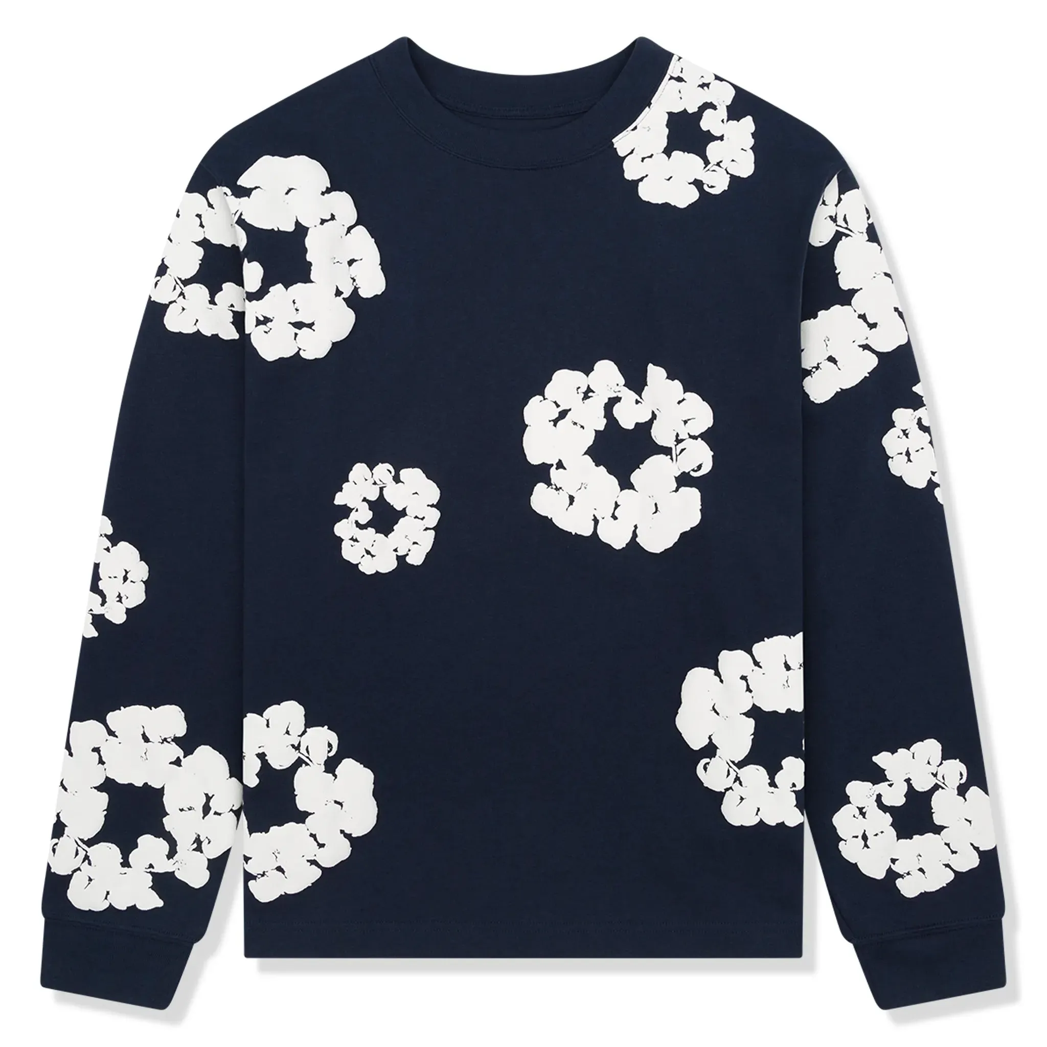 Denim Tears The Cotton Wreath Long-Sleeve Navy T Shirt