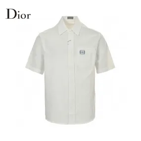 Dior Short Sleeve Button-Up Shirt (White)