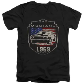 Ford Mustang 1969 American Flag Short-Sleeve V-Neck T-Shirt