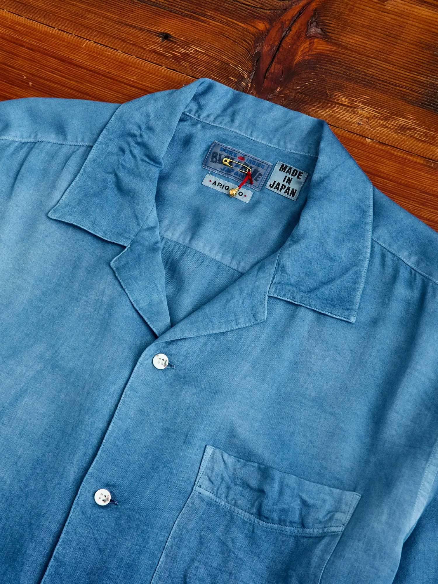 Hand-Dyed Short Sleeve Shirt in Indigo Gradient