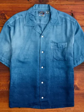 Hand-Dyed Short Sleeve Shirt in Indigo Gradient