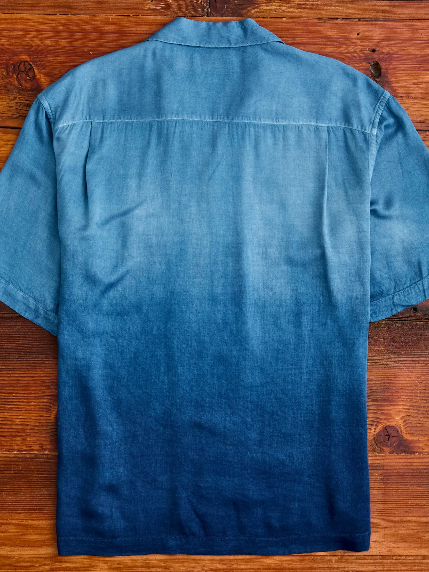 Hand-Dyed Short Sleeve Shirt in Indigo Gradient