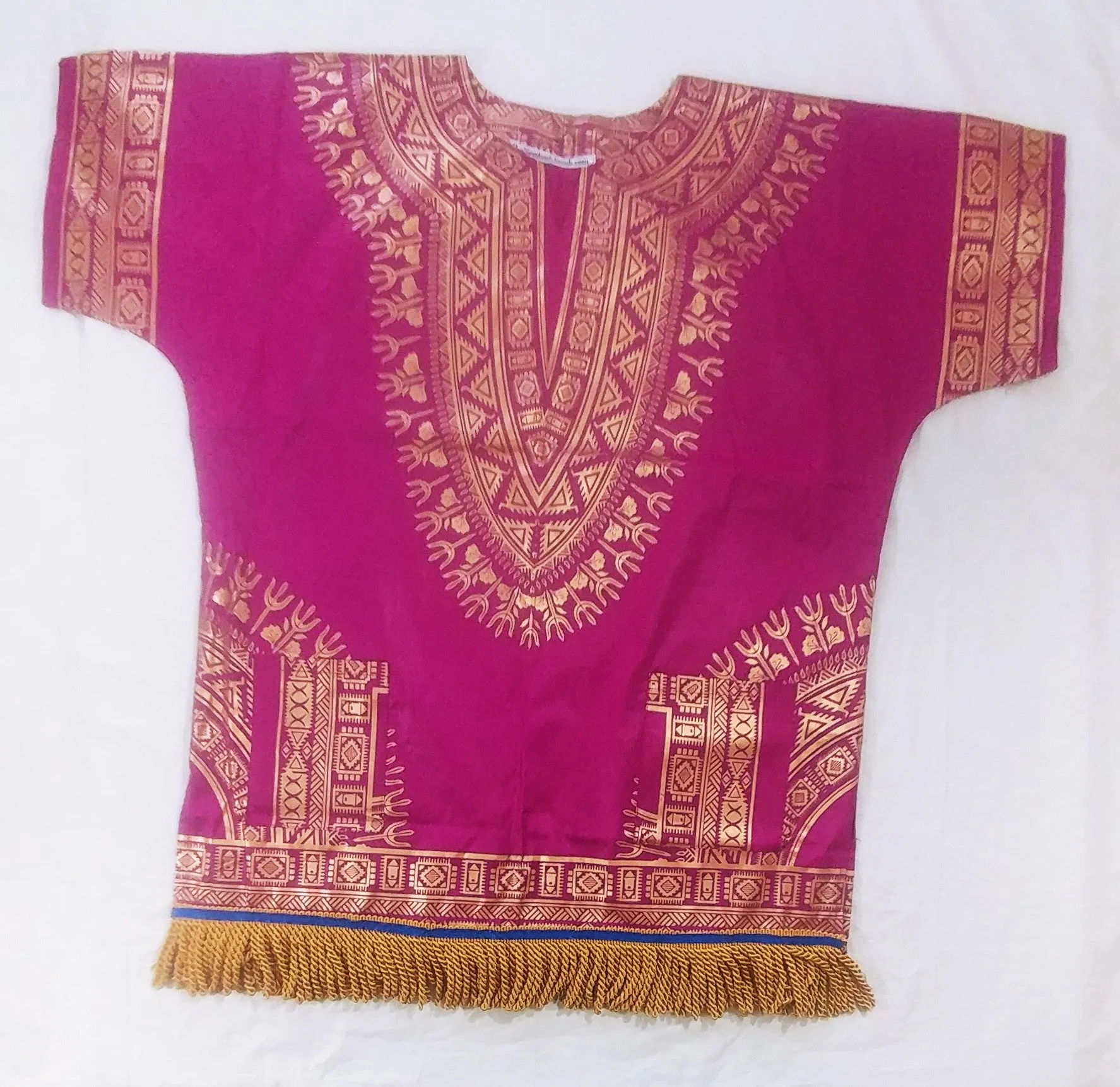 Hebrew Israelite Tunic-Style Dashiki w/ Premium Gold Fringes