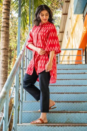 Ikkat Assymetric Sleeve Top