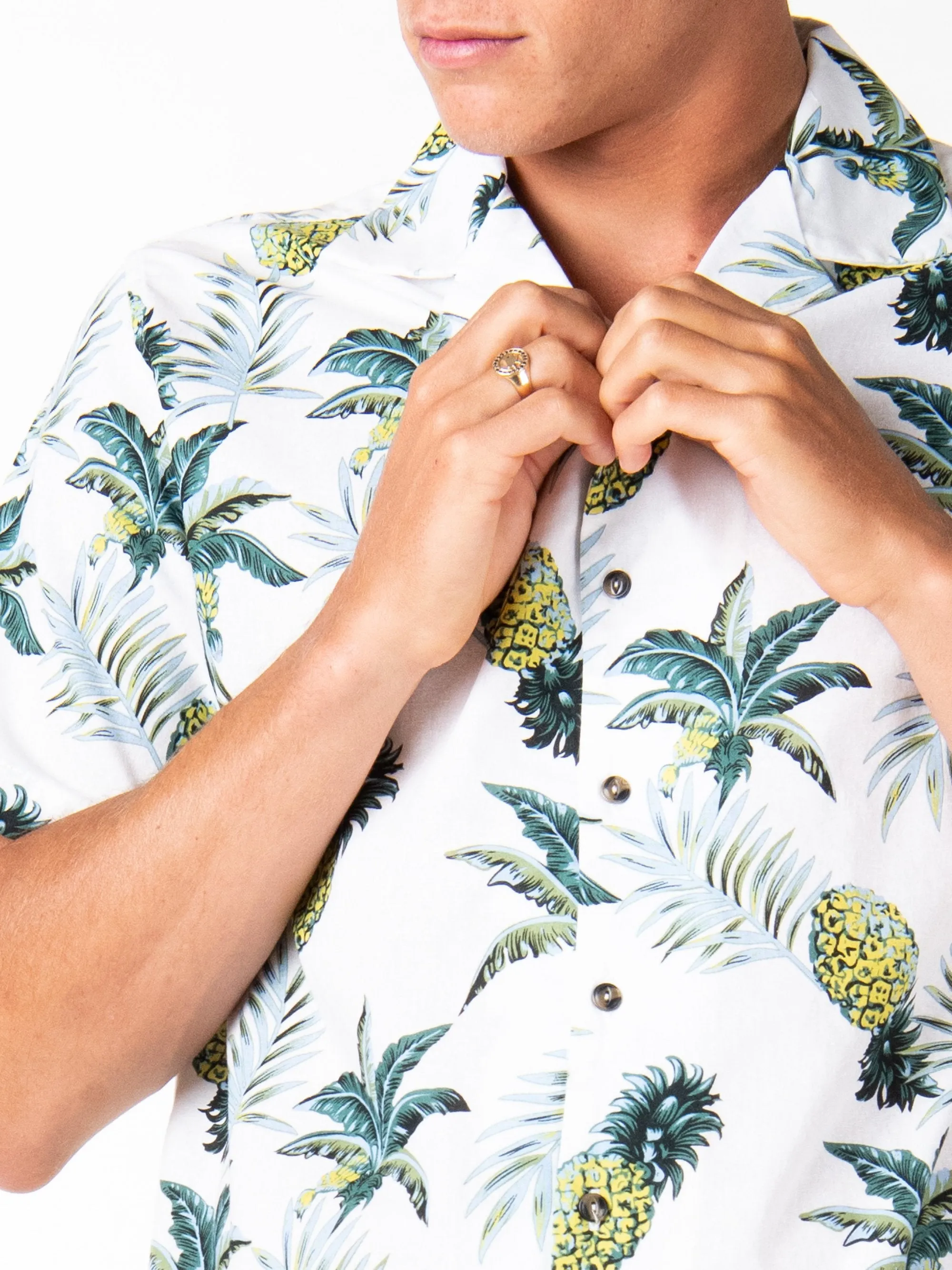 Invite Only Short Sleeve Cuban Shirt - White