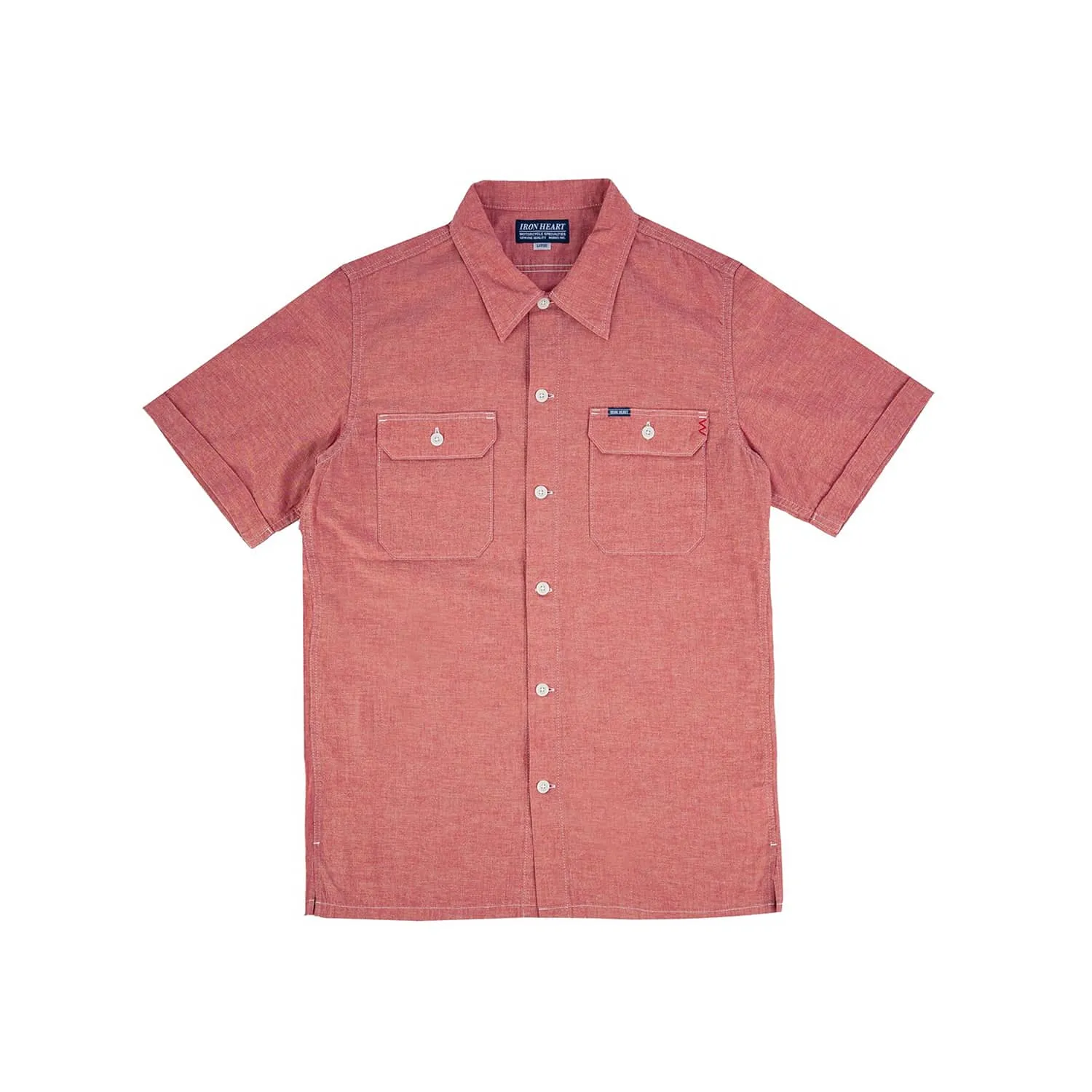 Iron Heart IHSH-388-RED Short Sleeved Summer Shirt Red FINAL SALE